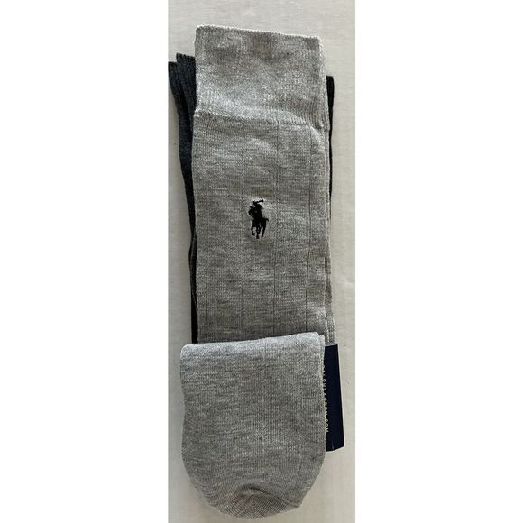 POLO RALPH LAUREN 3 PAIR PACK GREYS MEN SZ L Fits 6-12.5 SOCKS NEW IN PACKAGE - Picture 3 of 7